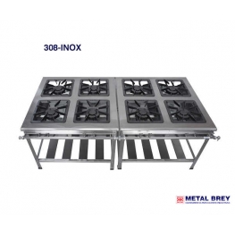 Fogão Industrial 8 Bocas Baixa Pressão Inox