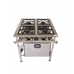Fogão Industrial 4 Bocas Alta Pressão Com Forno Inox