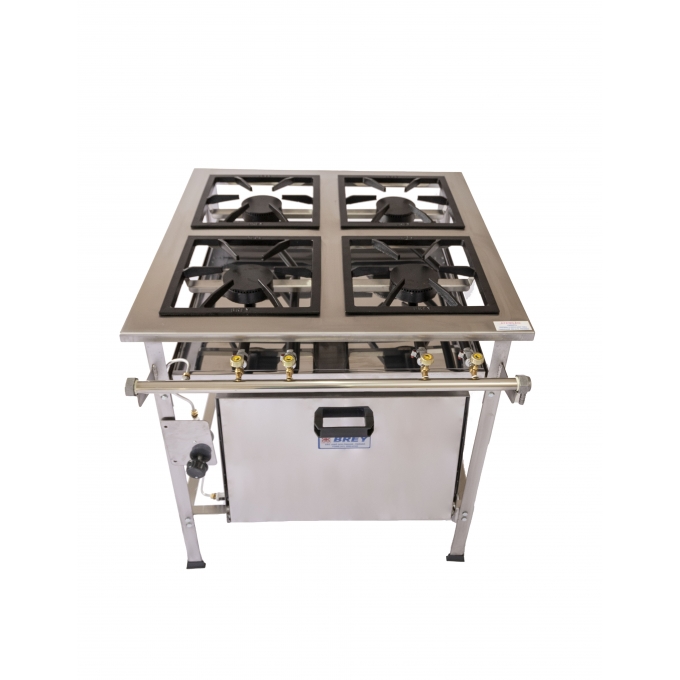 Fogão Industrial 4 Bocas Alta Pressão Com Forno Inox