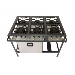 Fogão Industrial 6 Bocas Baixa Pressão Com Forno - 3 Queimadores duplos