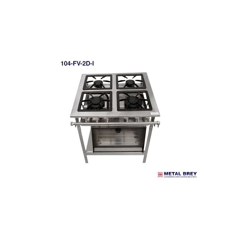Fogão Industrial 4 Bocas Baixa Pressão Com Forno em Inox