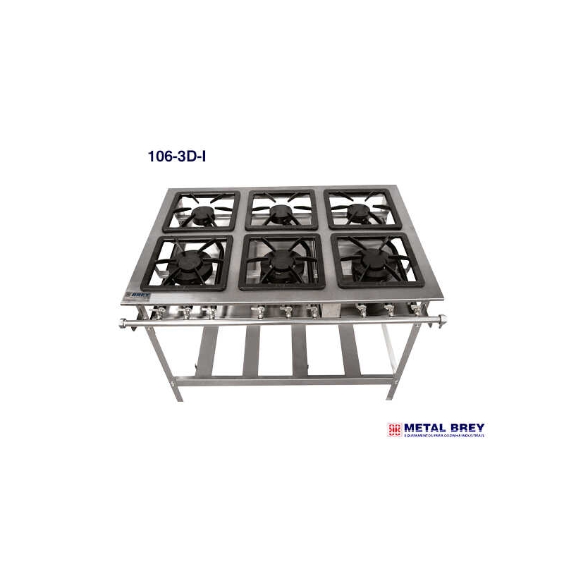 Fogão Industrial 6 Bocas Baixa Pressão em Inox