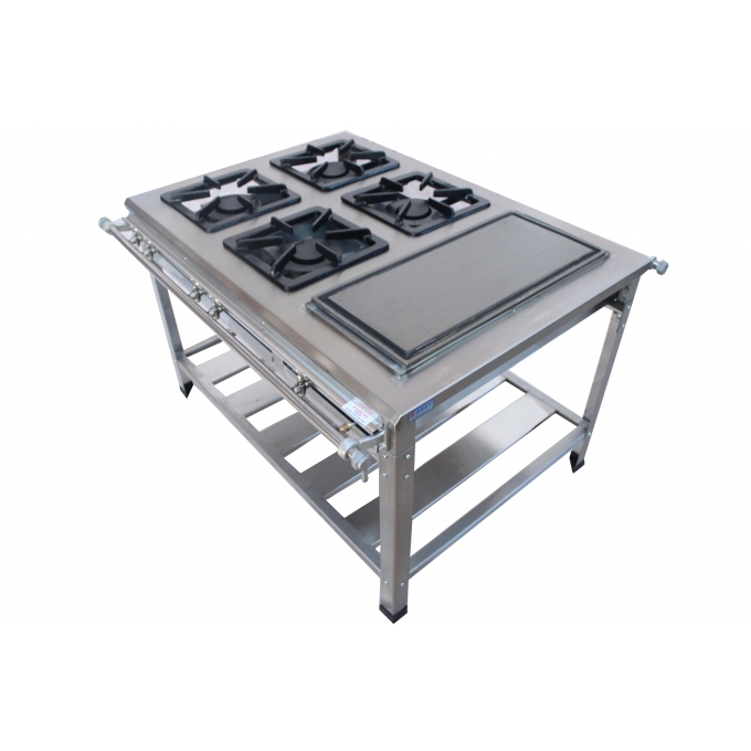 Fogão Industrial 4 Bocas Duplas Baixa Pressão e Chapa